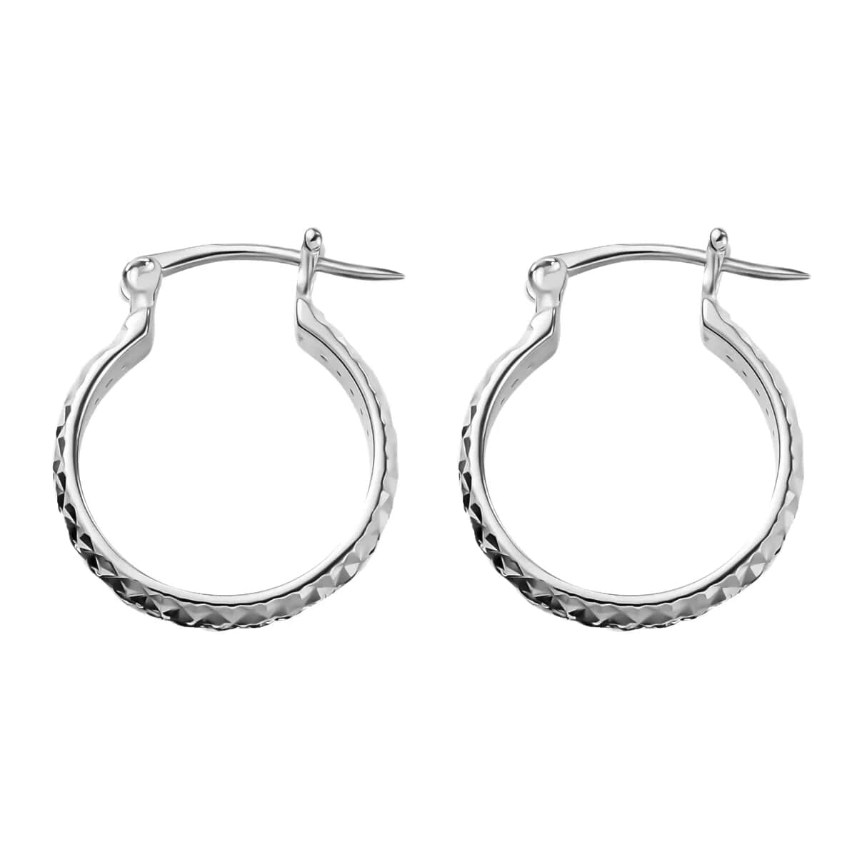 Buy Diamond Hoop Earrings In Platinum Plated Sterling Silver, 925