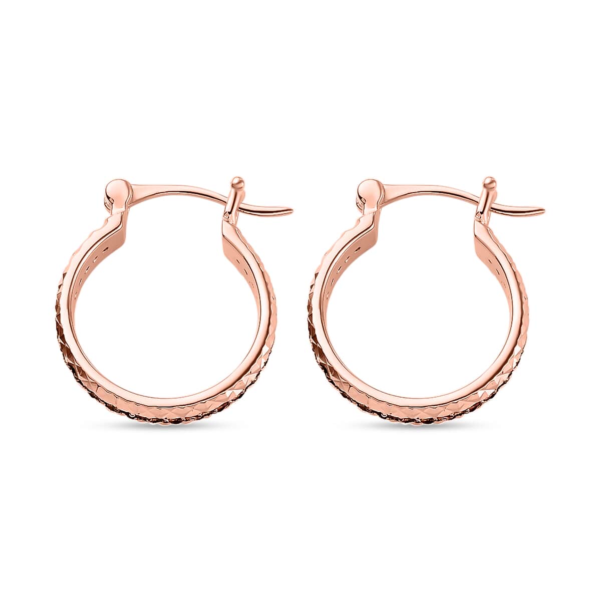 Natural Champagne Diamond Hoop Earrings In Vermeil Rose Gold Plated Sterling Silver, 925 Sterling Silver Hoops For Women, Jewelry Gifts For Women 0.50 ctw image number 3