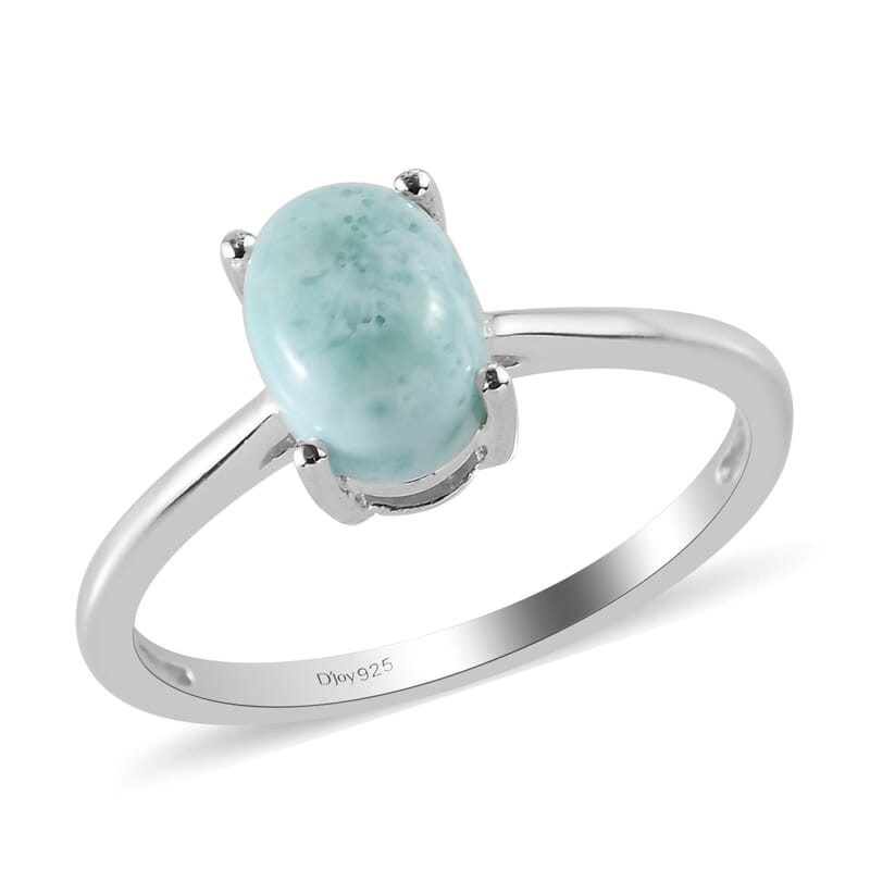 D'Joy Larimar Solitaire Ring in Sterling Silver (Size 10.0) 1.10 ctw