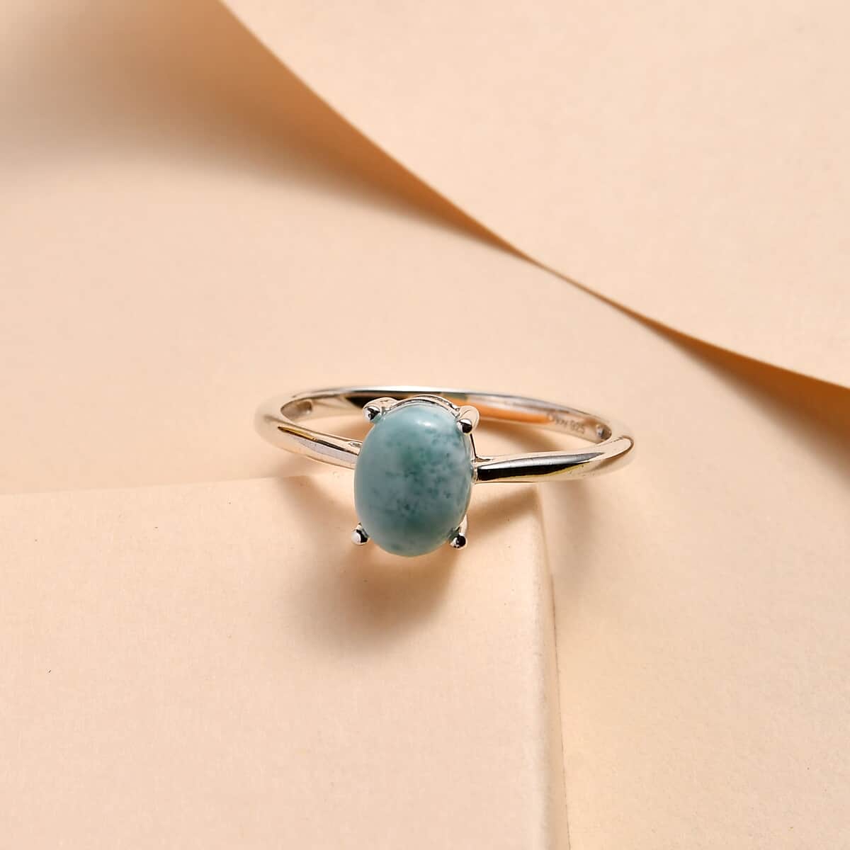 Larimar Solitaire Ring in Sterling Silver 1.35 ctw image number 1