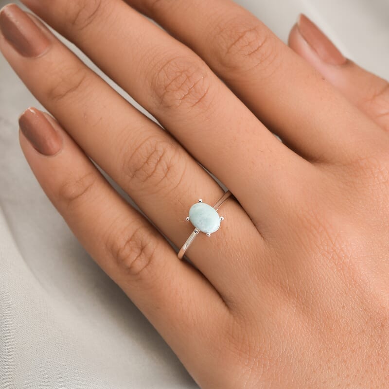 D'Joy Larimar Solitaire Ring in Sterling Silver (Size 10.0) 1.10 ctw