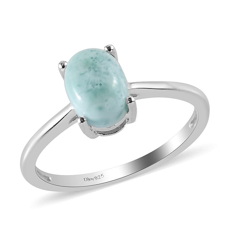 Larimar Solitaire Ring in Sterling Silver (Size 7.0) 1.10 ctw