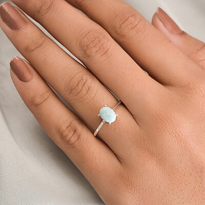 Larimar Solitaire Ring in Sterling Silver (Size 7.0) 1.10 ctw