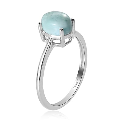 Larimar Solitaire Ring in Sterling Silver (Size 7.0) 1.10 ctw