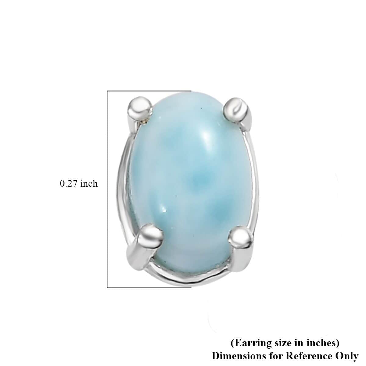 Larimar Earrings in Sterling Silver, Larimar Solitaire Earrings, Silver Solitaire Studs 1.01 ctw image number 4