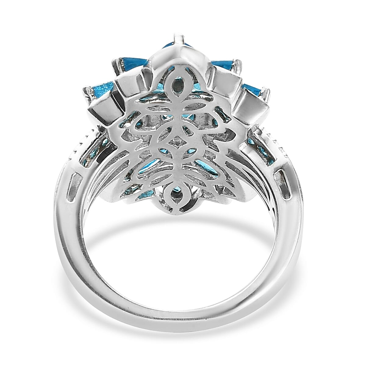 Malgache Neon Apatite Floral Ring in Platinum Over Sterling Silver (Size 6.0) 3.25 ctw image number 4
