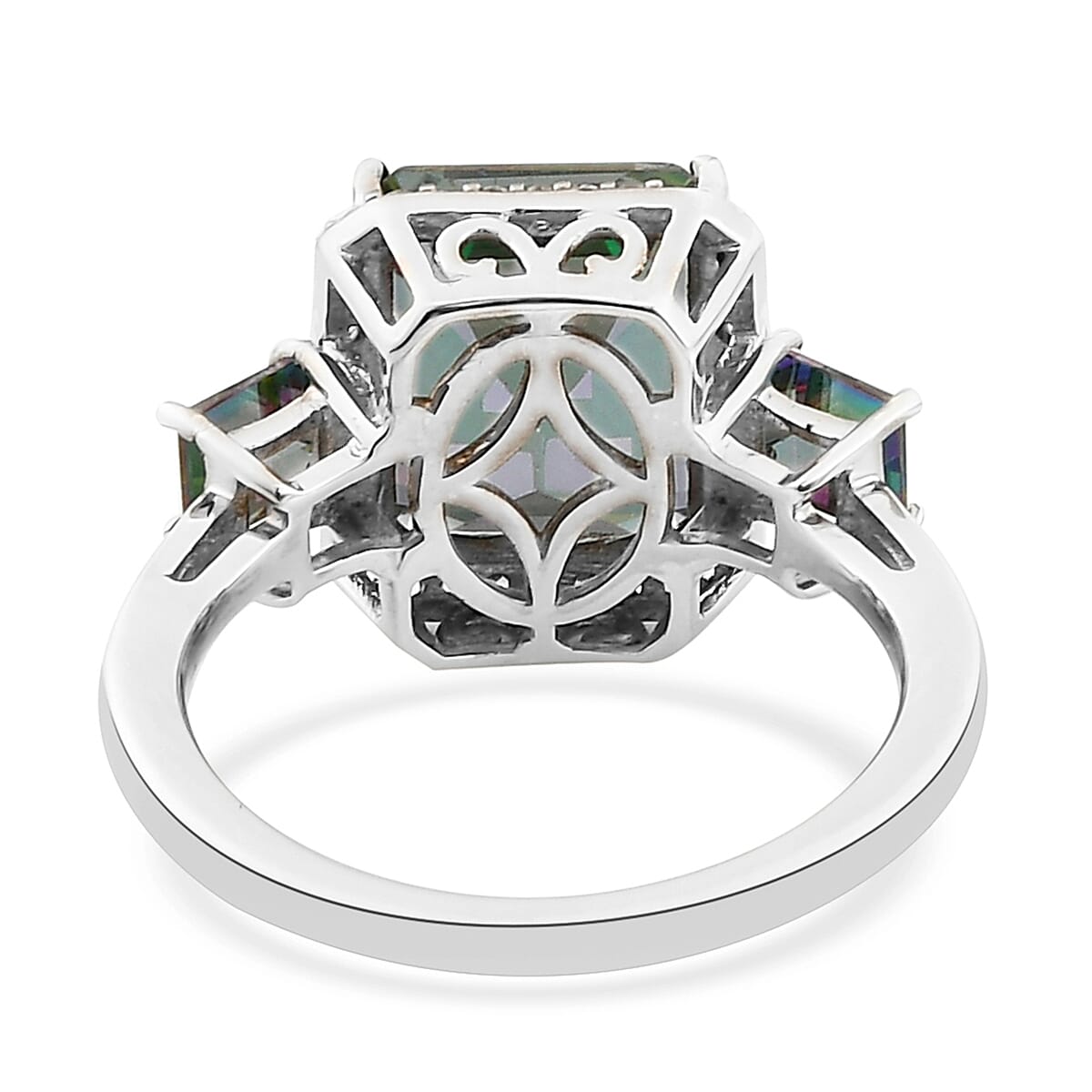 Northern Lights Mystic Topaz and Natural White Zircon Ring in Platinum Over Sterling Silver (Size 6.0) 6.75 ctw