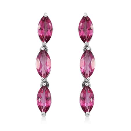 Pure Pink Mystic Topaz Dangle Earrings in Platinum Over Sterling Silver 3.80 ctw image number 0