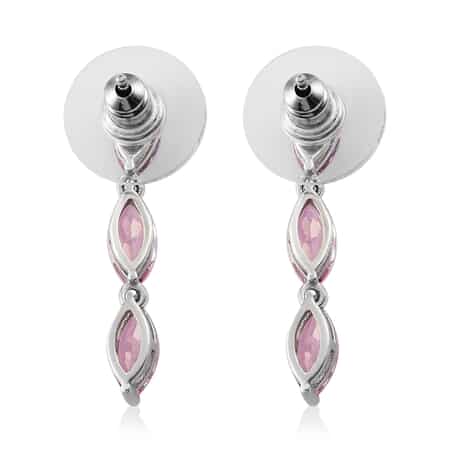 Pure Pink Mystic Topaz Dangle Earrings in Platinum Over Sterling Silver 3.80 ctw image number 3
