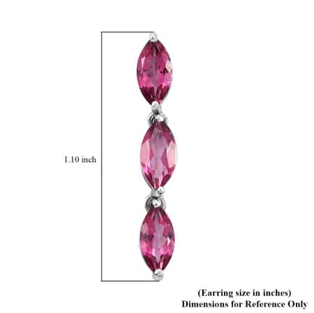 Pure Pink Mystic Topaz Dangle Earrings in Platinum Over Sterling Silver 3.80 ctw image number 4