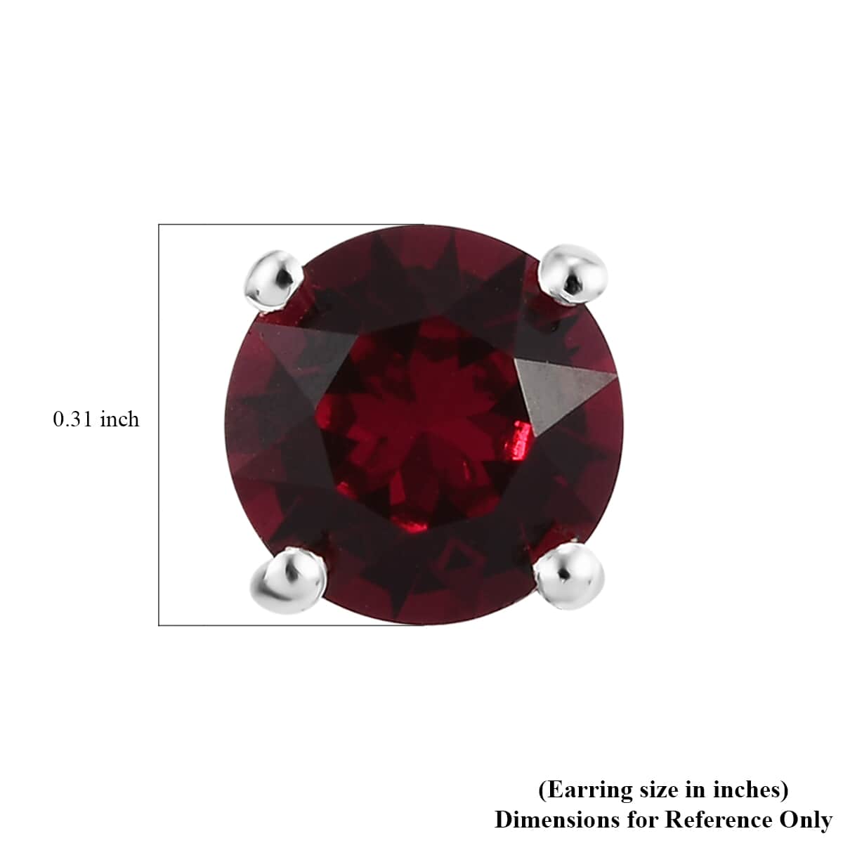 Ruby Color Crystal Solitaire Stud Earrings in Sterling Silver image number 4