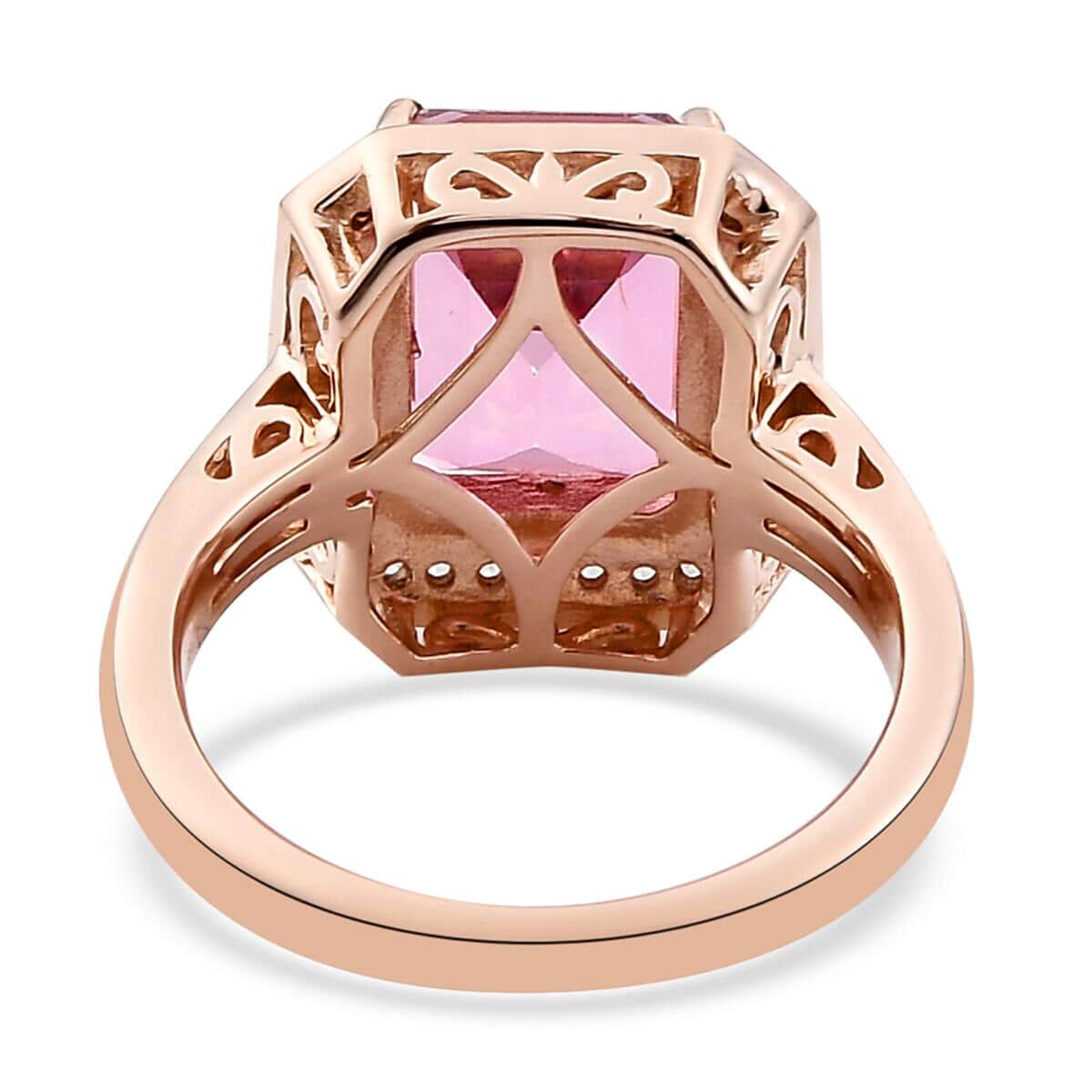 Pure Pink Mystic Topaz and White Zircon Halo Ring in Vermeil Rose Gold Over Sterling Silver (Size 7.0) 4.50 ctw image number 4