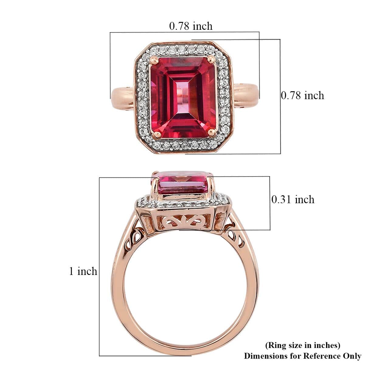 Pure Pink Mystic Topaz and White Zircon Halo Ring in Vermeil Rose Gold Over Sterling Silver (Size 7.0) 4.50 ctw image number 5