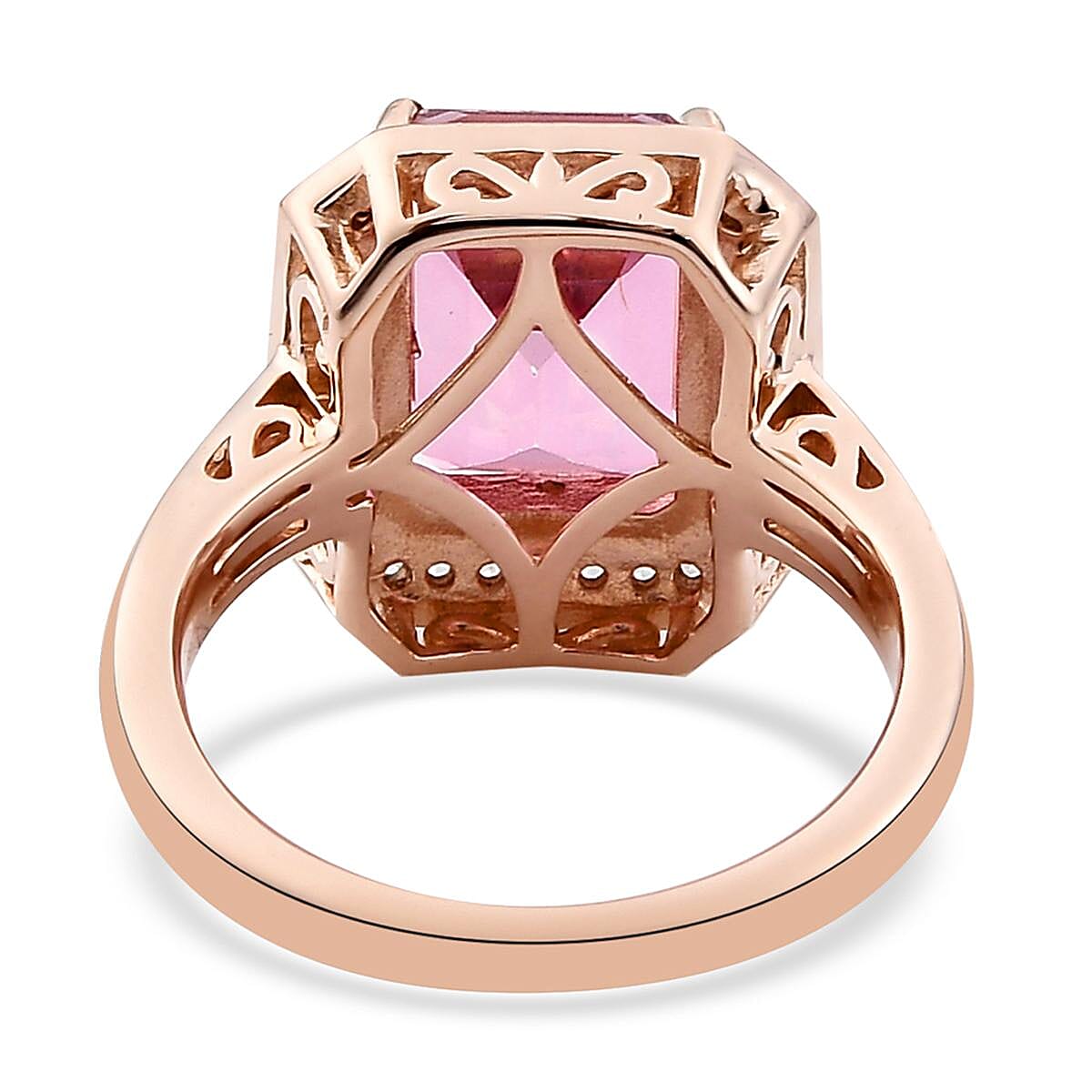 Pure Pink Mystic Topaz and Natural White Zircon Halo Ring in Vermeil Rose Gold Over Sterling Silver (Size 9.0) 4.50 ctw