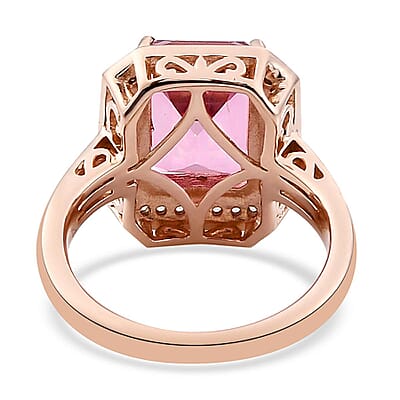 Pure Pink Mystic Topaz and Natural White Zircon Halo Ring in Vermeil Rose Gold Over Sterling Silver (Size 9.0) 4.50 ctw
