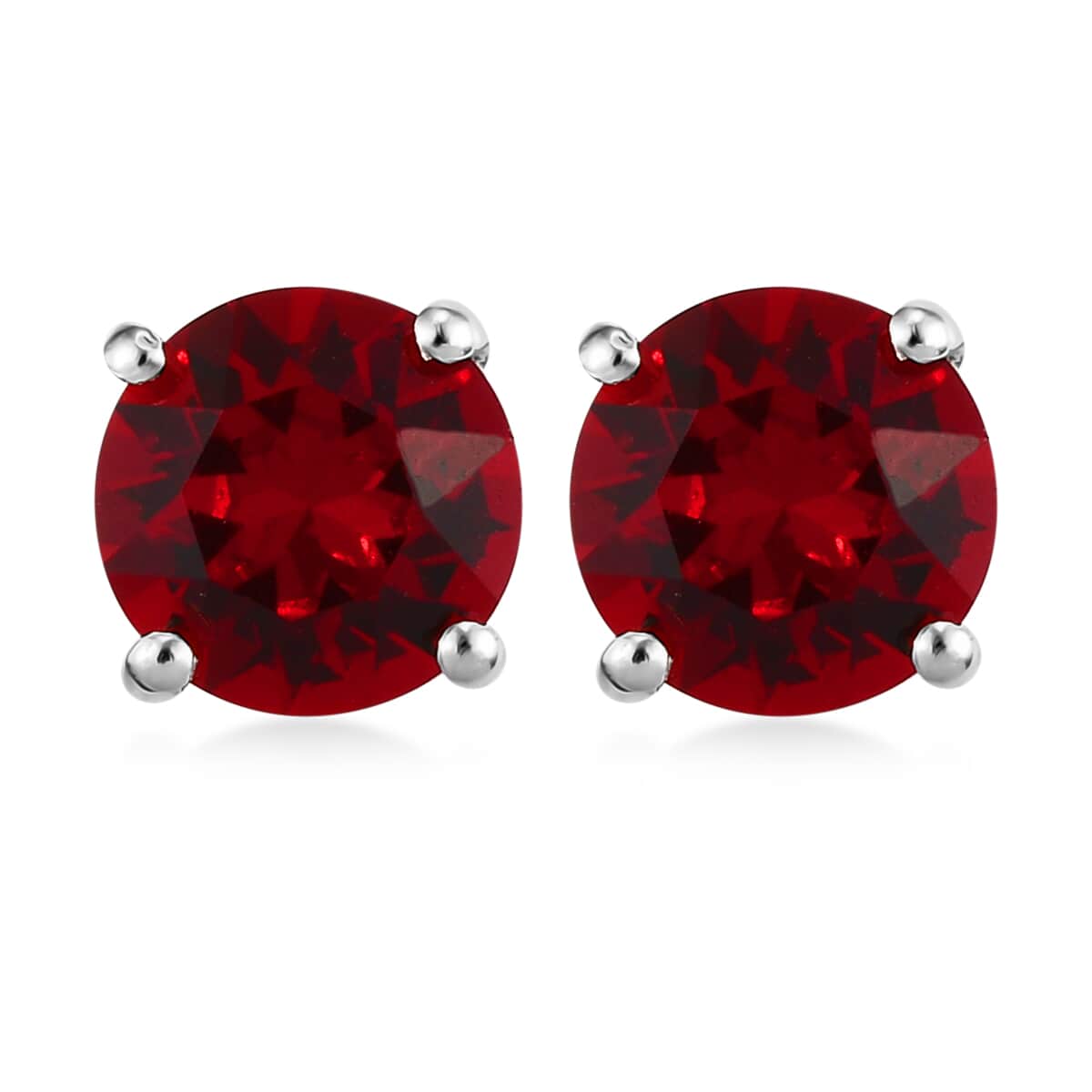 Siam Color Crystal Solitaire Stud Earrings in Sterling Silver image number 0