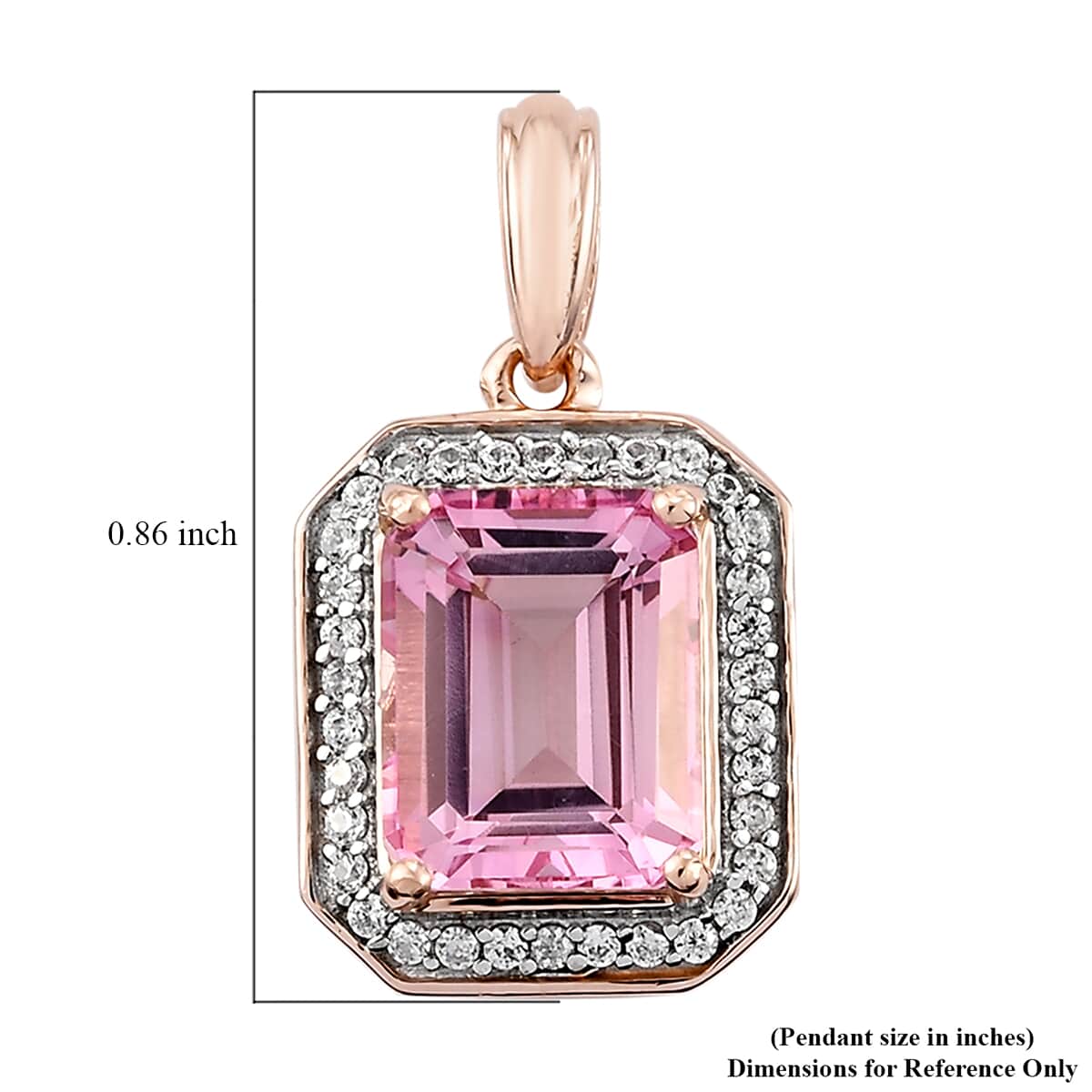 Pure Pink Mystic Topaz and Natural White Zircon Halo Pendant in Vermeil Rose Gold Over Sterling Silver 4.50 ctw image number 4