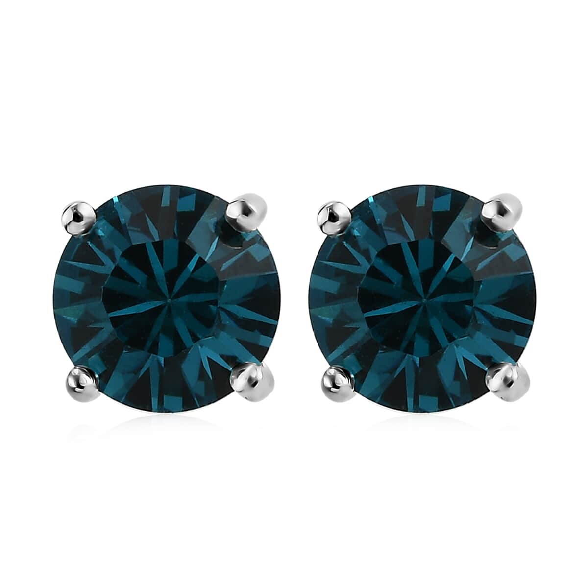 Indicolite Crystal Solitaire Stud Earrings in Sterling Silver image number 0