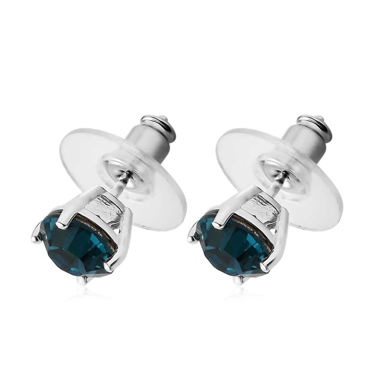 Indicolite Crystal Solitaire Stud Earrings in Sterling Silver image number 3