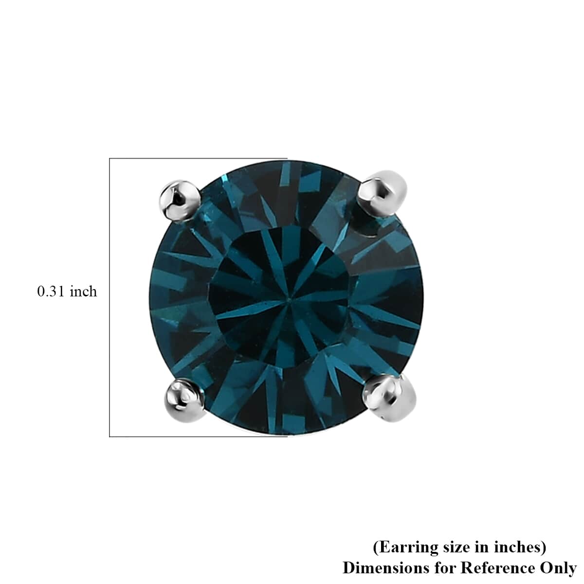 Indicolite Crystal Solitaire Stud Earrings in Sterling Silver image number 4