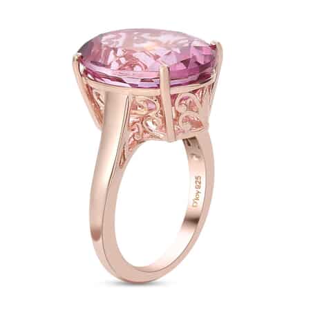 Pure Pink Mystic Topaz Solitaire Ring in Vermeil Rose Gold Over Sterling Silver (Size 10.0) 12.35 ctw image number 3