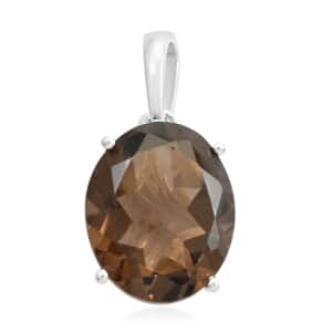 Brazilian Smoky Quartz 4.20 ctw Solitaire Pendant in Sterling Silver