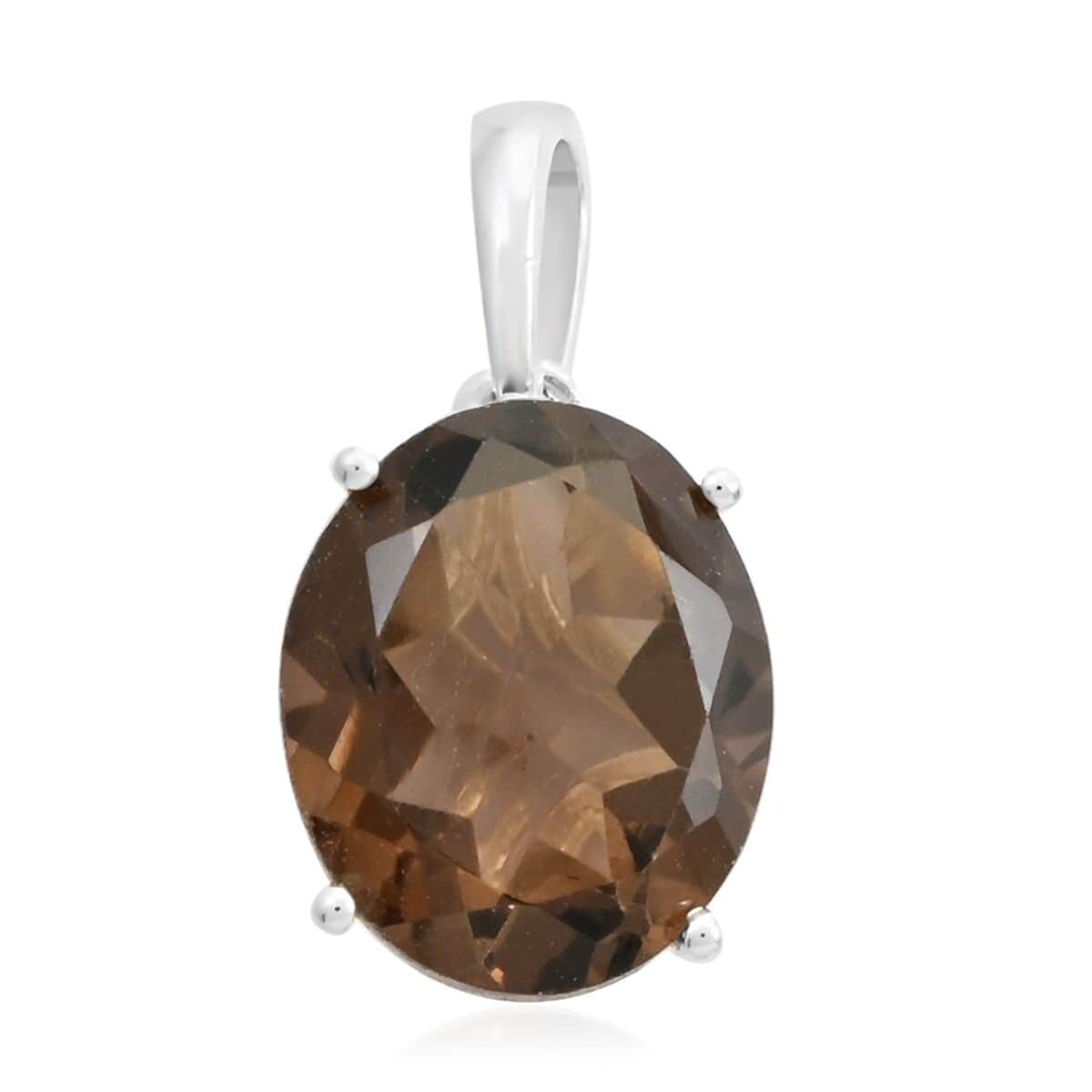 Brazilian Smoky Quartz Solitaire Pendant in Sterling Silver 4.20 ctw image number 0