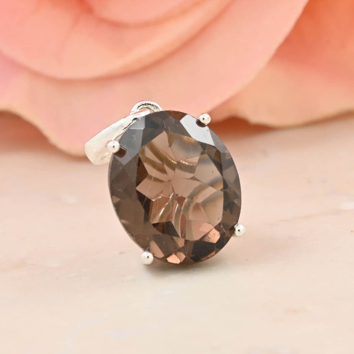 Brazilian Smoky Quartz Solitaire Pendant in Sterling Silver 4.25 ctw image number 1