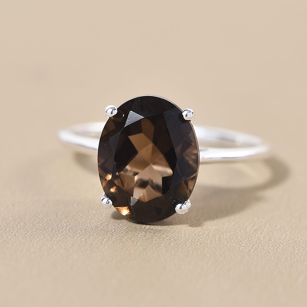 Brazilian Smoky Quartz Solitaire Ring in Sterling Silver (Size 5.0) 2.50 ctw image number 1