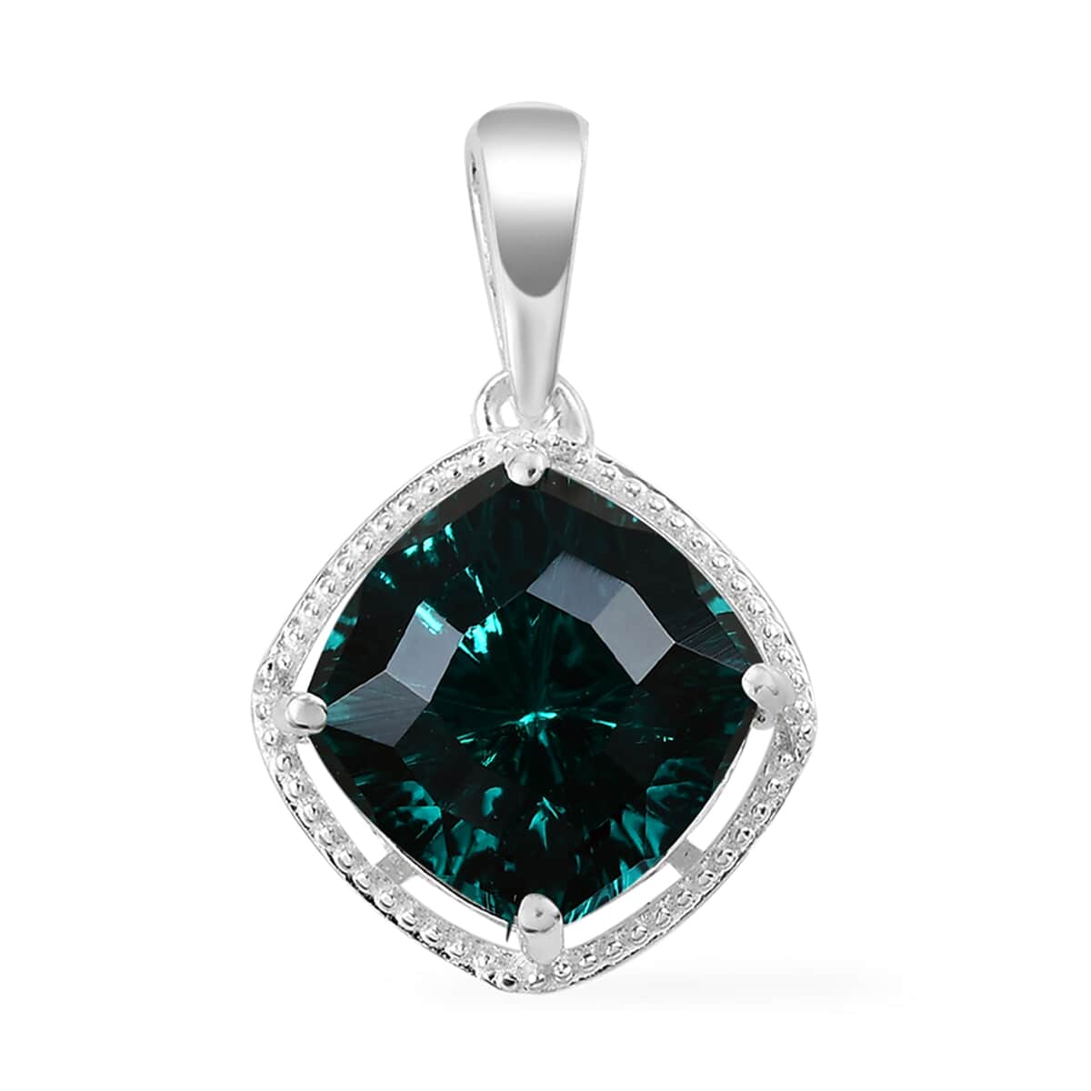 Emerald Crystal Solitaire Pendant in Sterling Silver image number 0