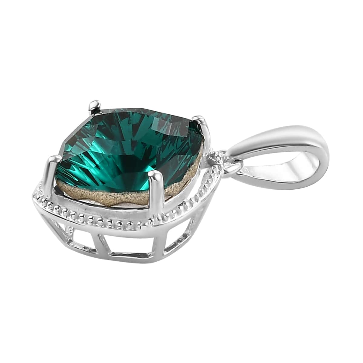 Emerald Crystal Solitaire Pendant in Sterling Silver image number 2