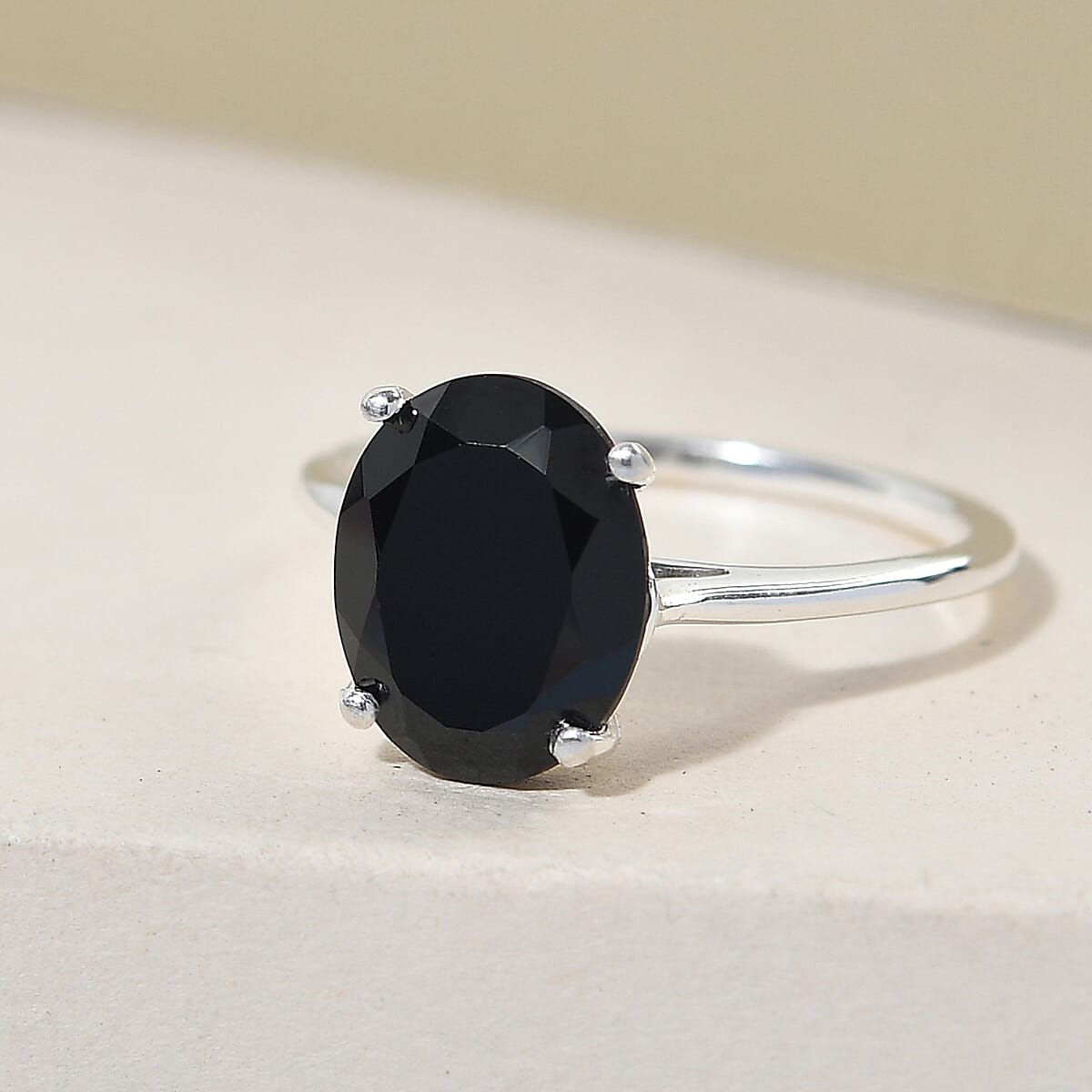 Thai Black Spinel Solitaire Ring in Sterling Silver (Size 5.0) 3.50 ctw image number 1