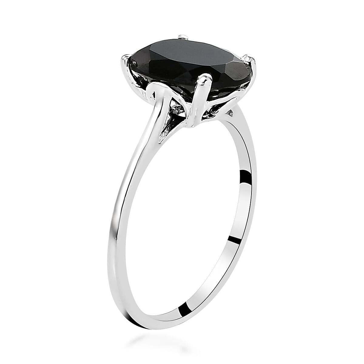 Thai Black Spinel Solitaire Ring in Sterling Silver (Size 5.0) 3.50 ctw image number 3
