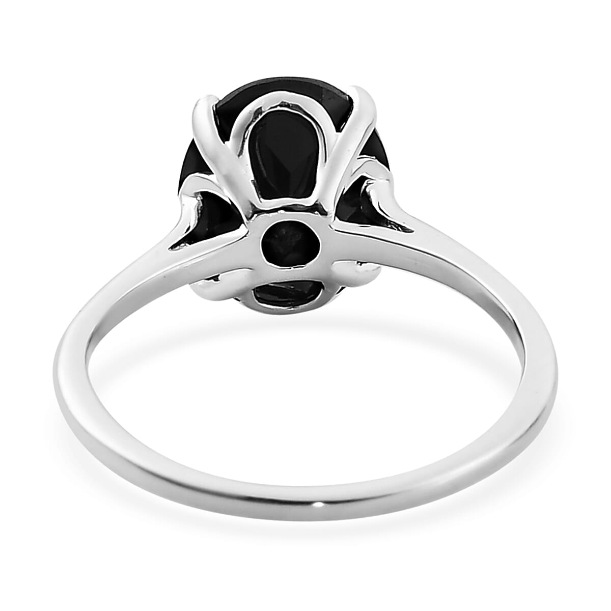 Thai Black Spinel Solitaire Ring in Sterling Silver (Size 5.0) 3.50 ctw image number 4