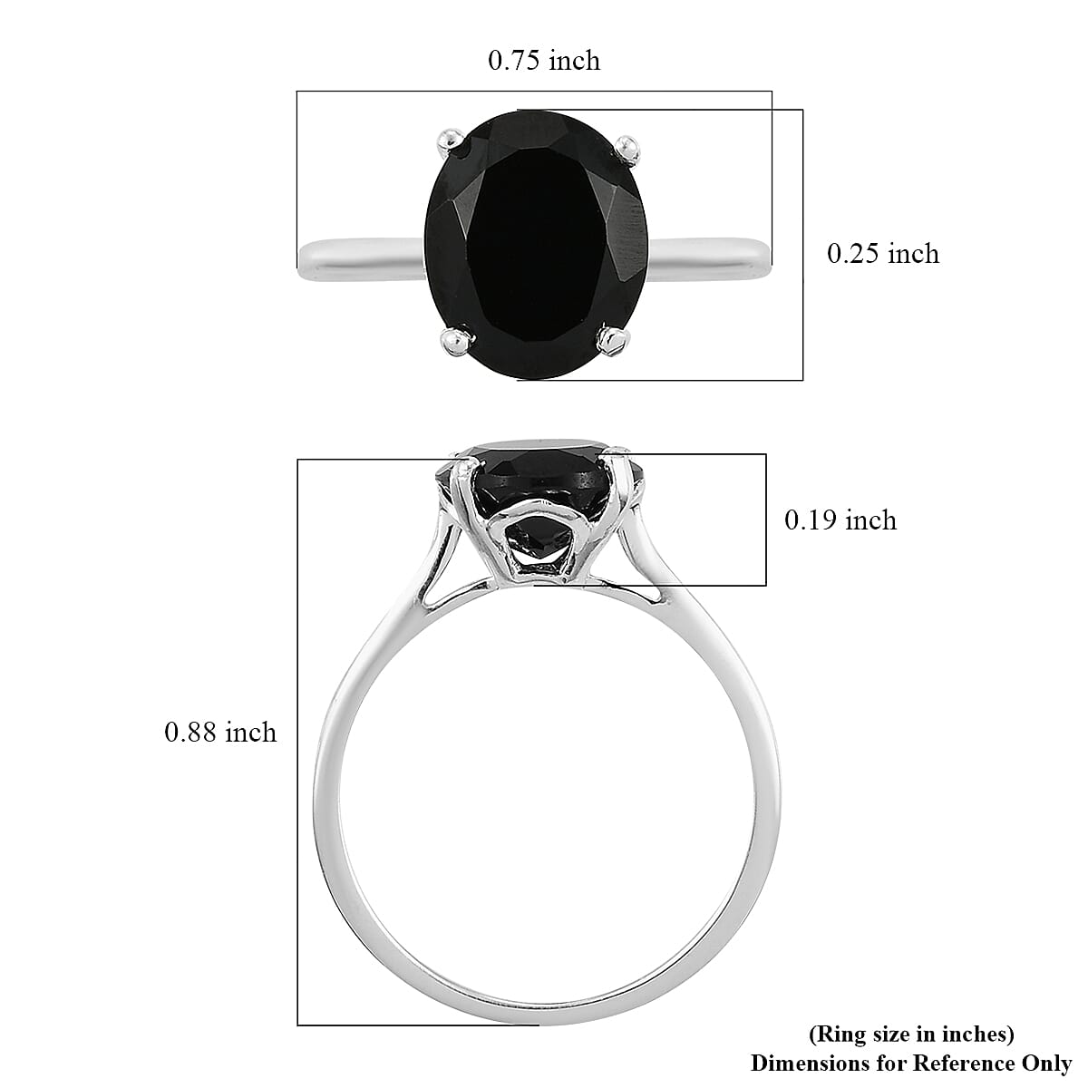 Thai Black Spinel Solitaire Ring in Sterling Silver (Size 5.0) 3.50 ctw image number 5