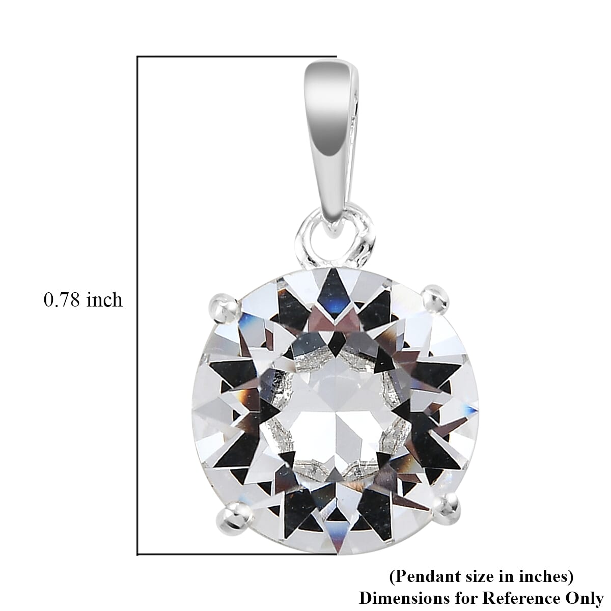White Crystal Solitaire Pendant in Sterling Silver image number 4