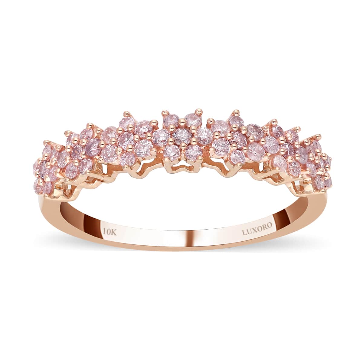 LUXORO 10K Rose Gold Natural Pink Diamond Ring (Size 6.0) 2.35 Grams 0.50 ctw image number 0