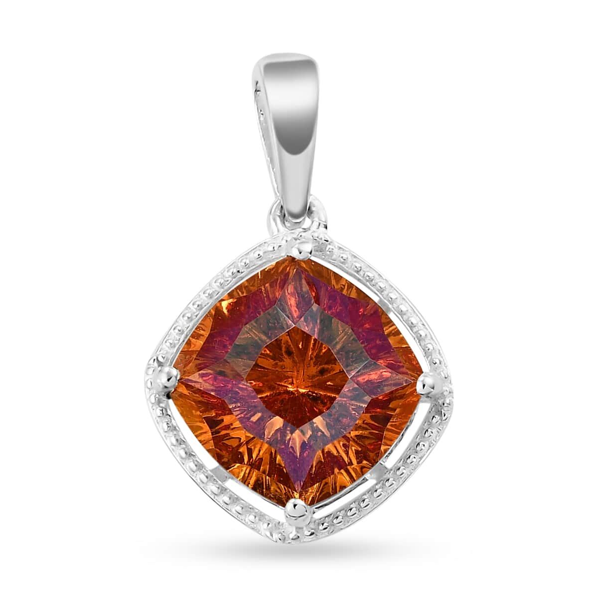 Astral Pink Crystal Solitaire Pendant in Sterling Silver image number 0