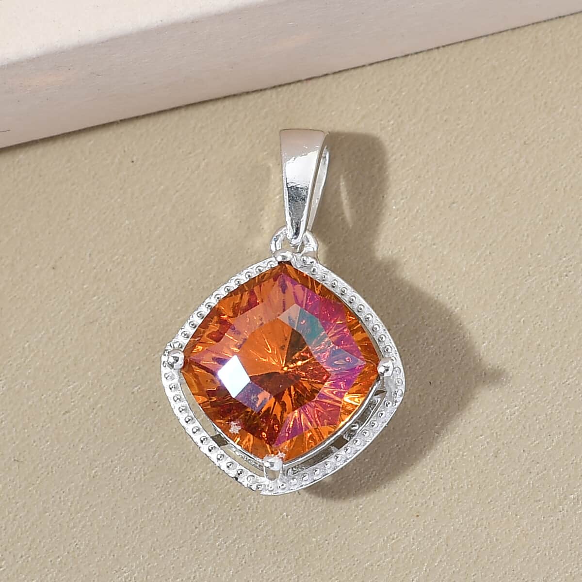 Astral Pink Crystal Solitaire Pendant in Sterling Silver image number 1