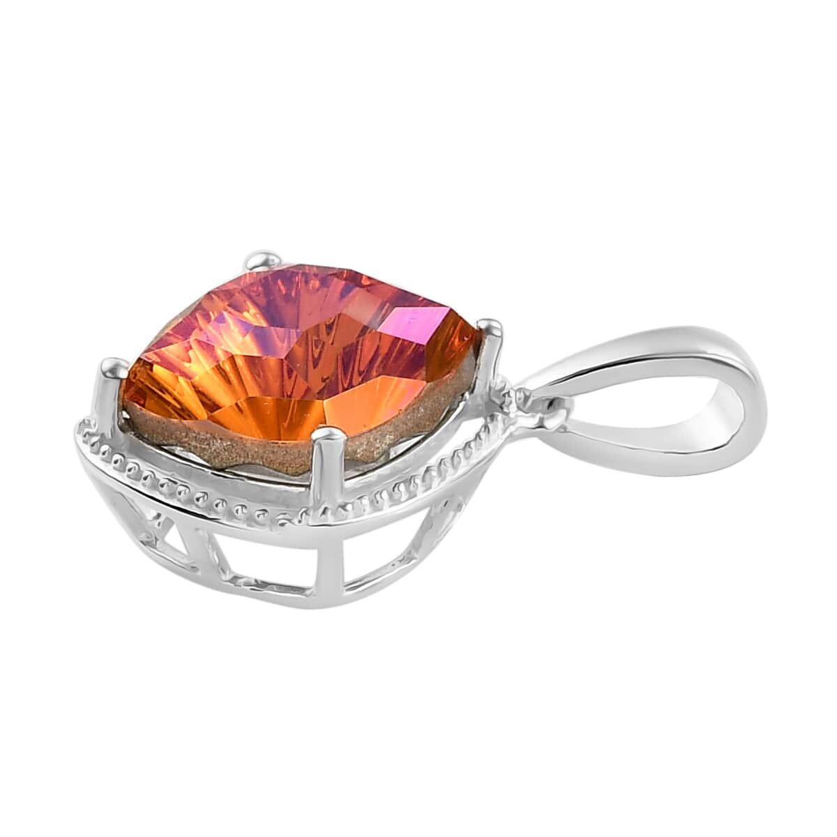 Astral Pink Crystal Solitaire Pendant in Sterling Silver image number 2