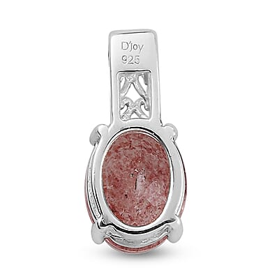 Cherry Quartz Solitaire Pendant in Sterling Silver 1.75 ctw