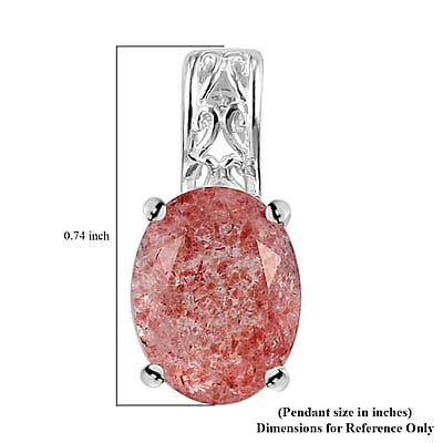 Cherry Quartz Solitaire Pendant in Sterling Silver 1.75 ctw