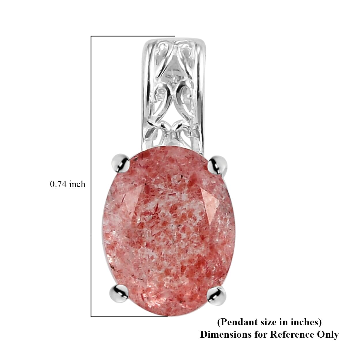 Cherry Quartz Solitaire Pendant in Sterling Silver 1.75 ctw image number 4