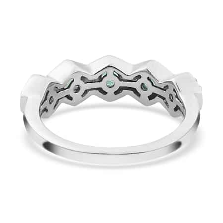 AAA Kagem Zambian Emerald 5 Stone Ring in Platinum Over Sterling Silver (Size 9.0) 0.50 ctw image number 4