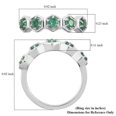 AAA Kagem Zambian Emerald 5 Stone Ring in Platinum Over Sterling Silver (Size 9.0) 0.50 ctw image number 5