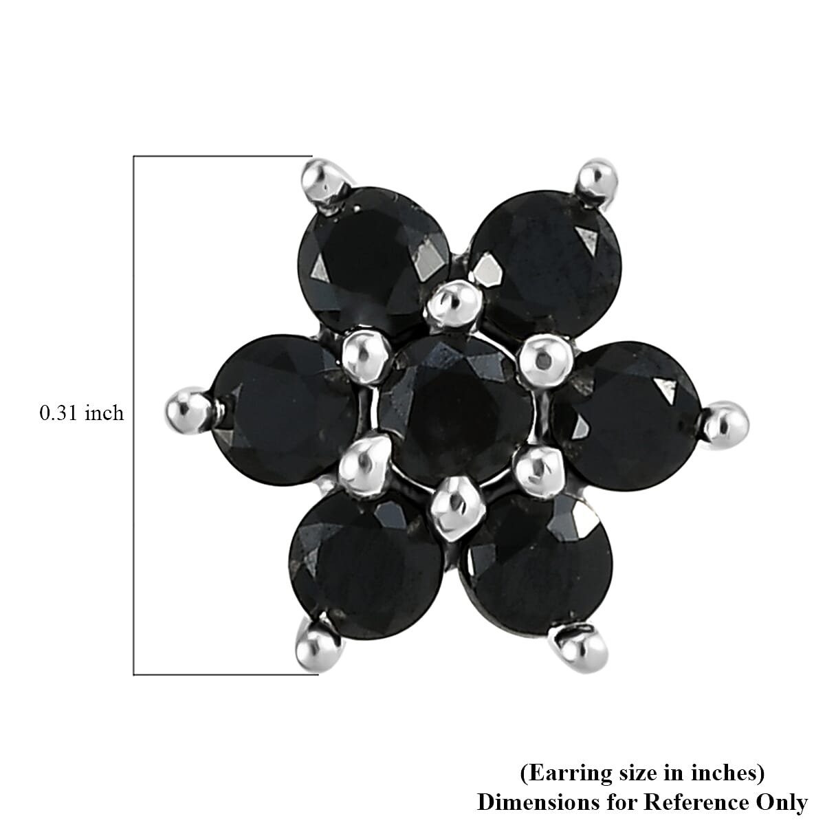 Thai Black Spinel Floral Earrings in Sterling Silver 1.00 ctw