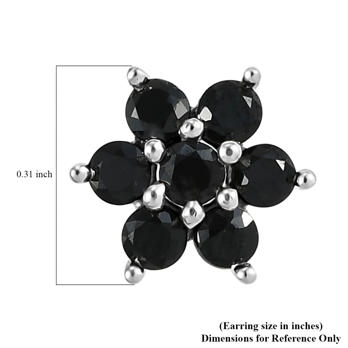 Natural Thai Black Spinel Floral Earrings in Sterling Silver 1.00 ctw image number 4