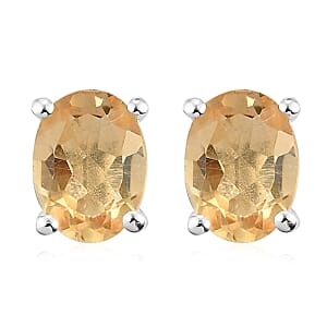 D'Joy Brazilian Citrine 1.35 ctw Solitaire Stud Earrings in Sterling Silver