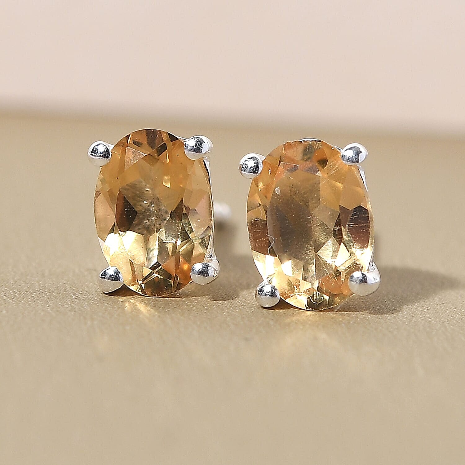 D'Joy Brazilian Citrine Solitaire Stud Earrings in Sterling Silver 1.60 ctw
