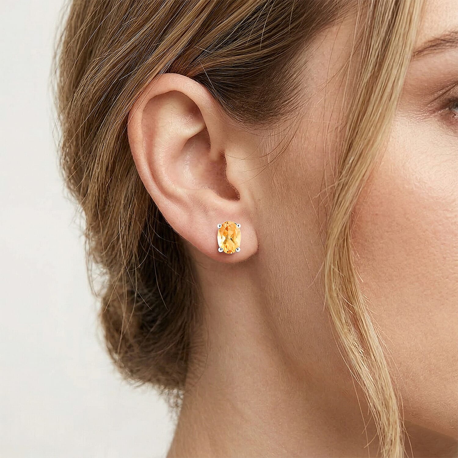D'Joy Brazilian Citrine Solitaire Stud Earrings in Sterling Silver 1.60 ctw